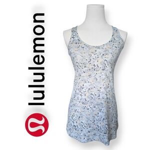 Lululemon Cool Racerback Tank Top Trendy Summer Print Fleur Silver Spoon Size 0